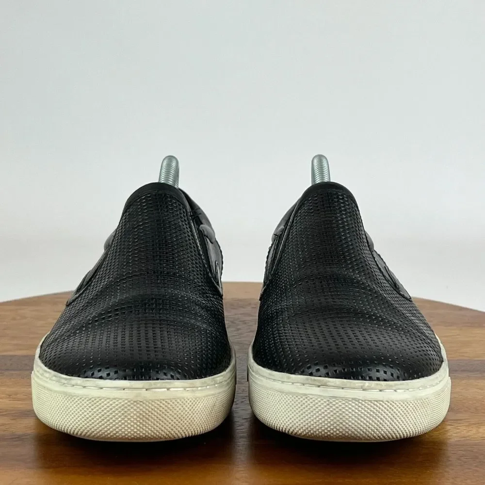 Mens Vince Fletcher Black Leather Slip On Casual Comfort Sneakers Shoes Size 8 M
